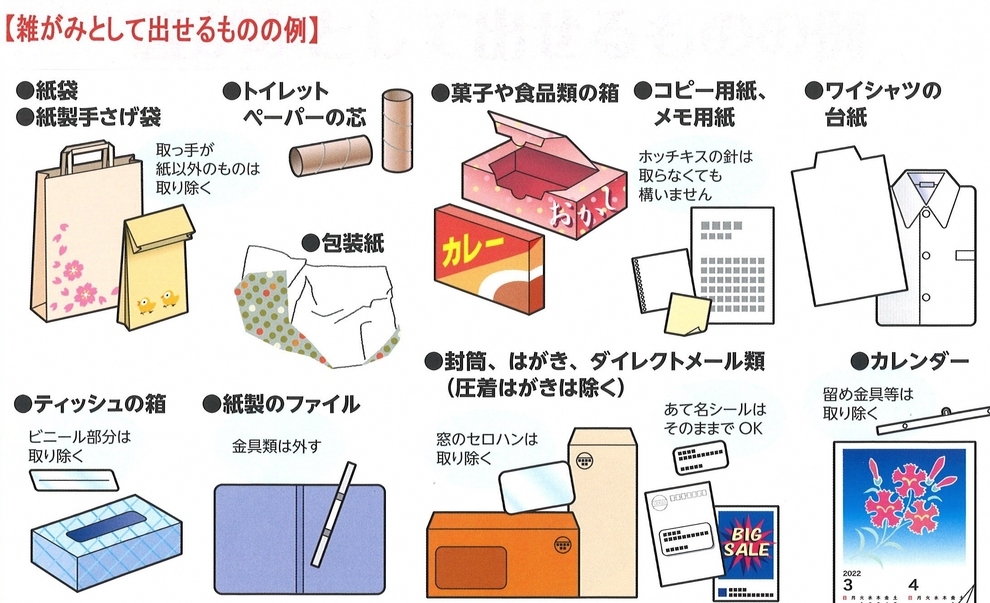 「雑がみ」として出せるものの例